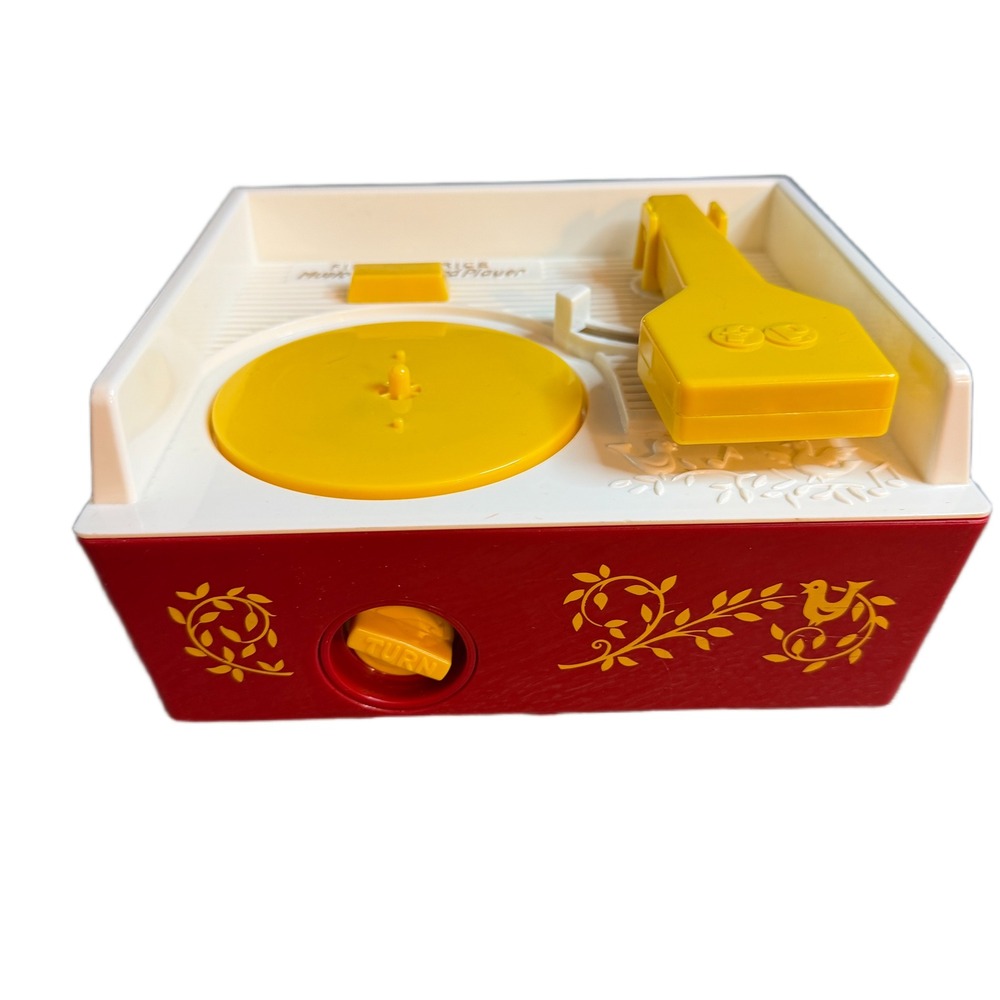 Fisher Price‎ Music Box Record Player 1697 Red Yellow with 4 Discs Tested Works